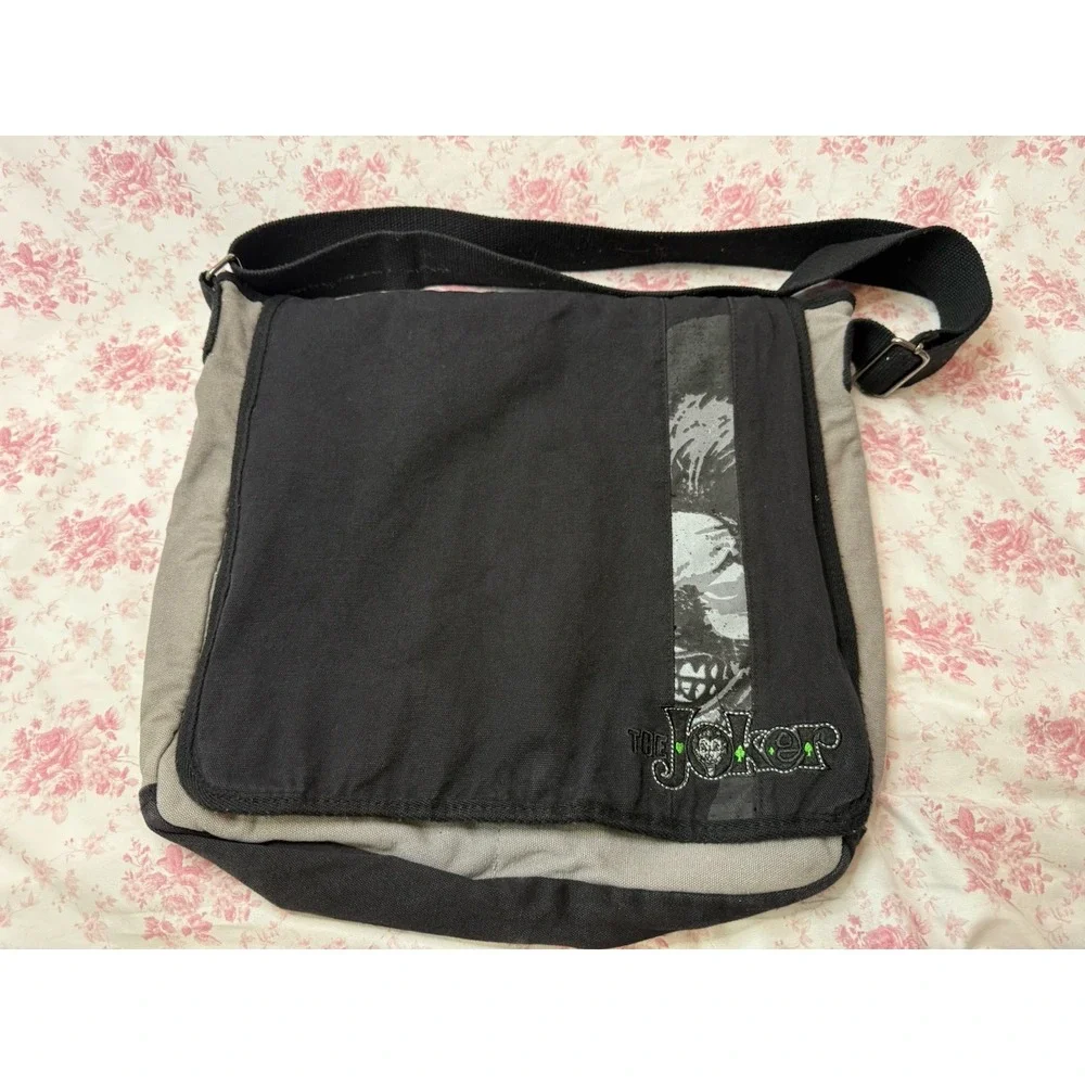 The Joker Messenger Bag Black Gray Graphic Adjustable Strap 15.5x16